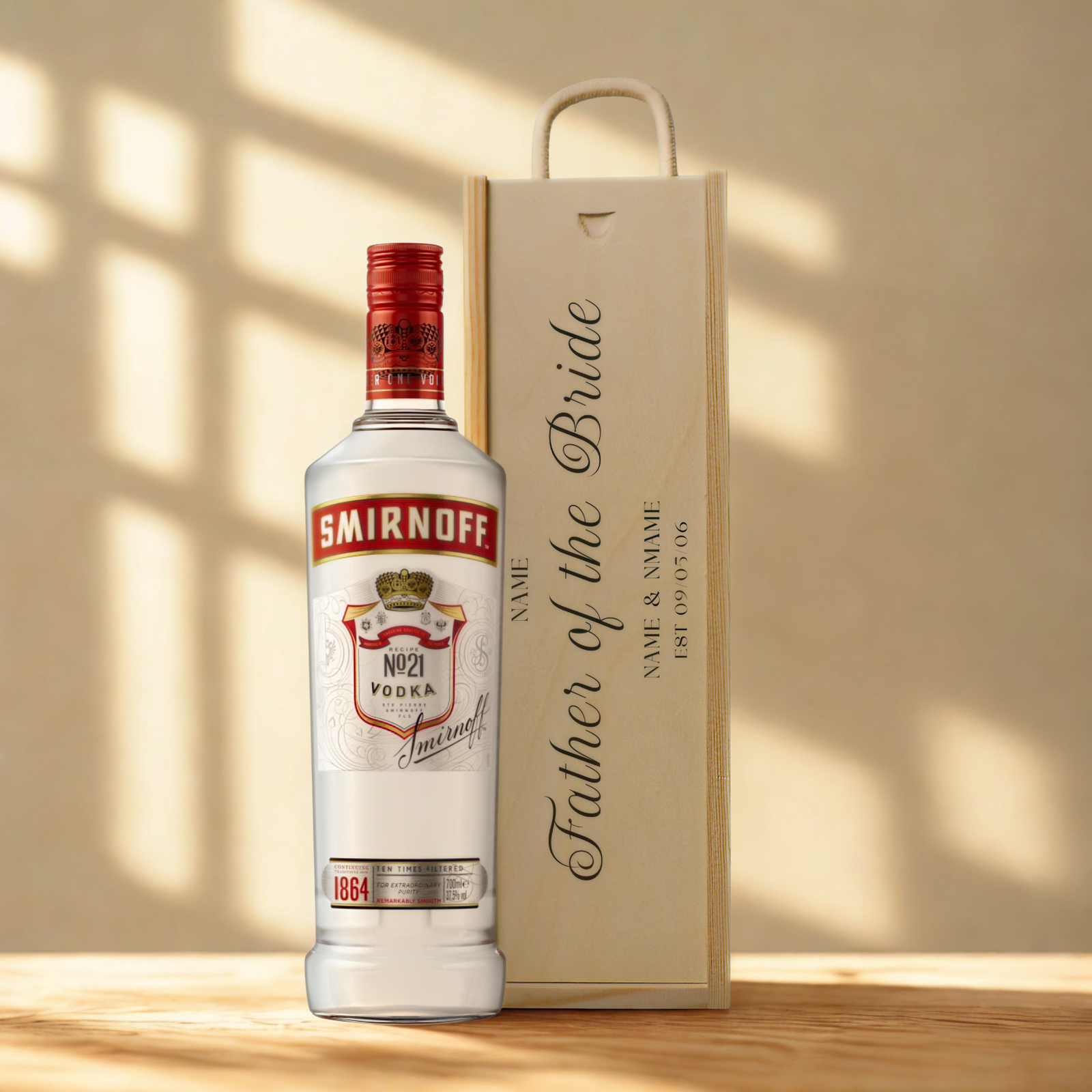 Personalised Father of the Bride Vodka Gift Set with Wooden Gift Box