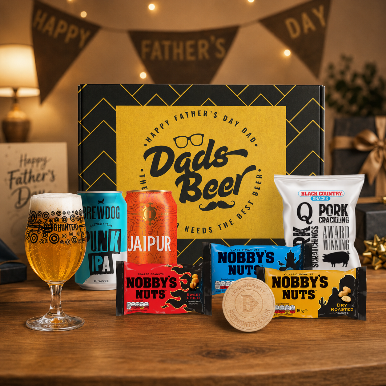 Father's Day IPA Beer Gift Differently Set for Dad with Beer Glass & Snacks (2 Pack)