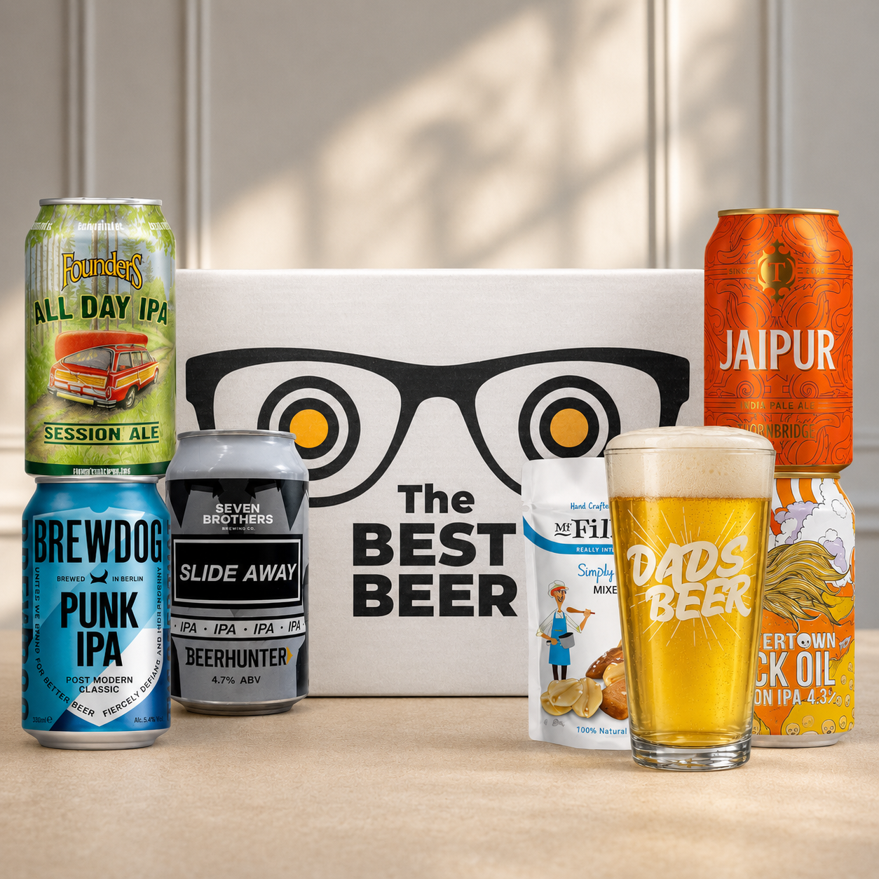 IPA Craft Beer “Best Dad” Gift Pack (5 Cans) with Dad’s Beer Glass
