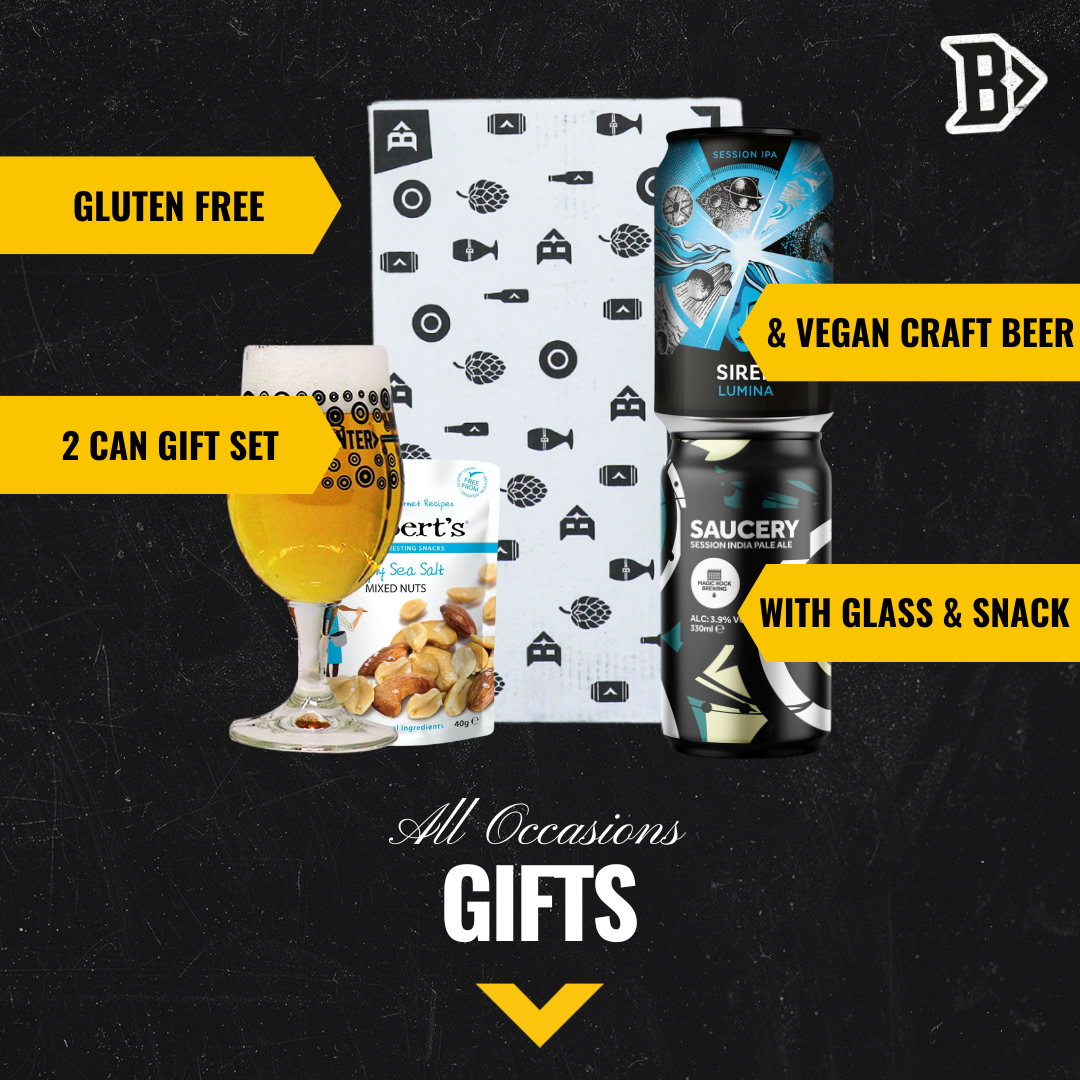 Gluten Free & Vegan Craft Beer 2 Can Gift Set with Beer Hunter Glass (330ml Cans) - BEERHUNTER