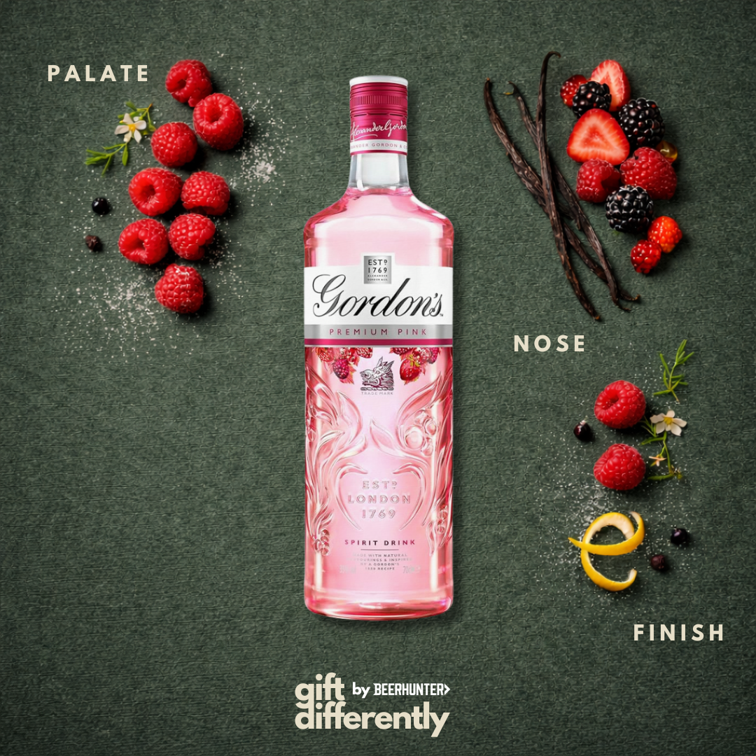 Gordons Pink Gin 16" Luxury Gift Hamper with Chocolates and Accessories - 70cl (37.5%ABV)