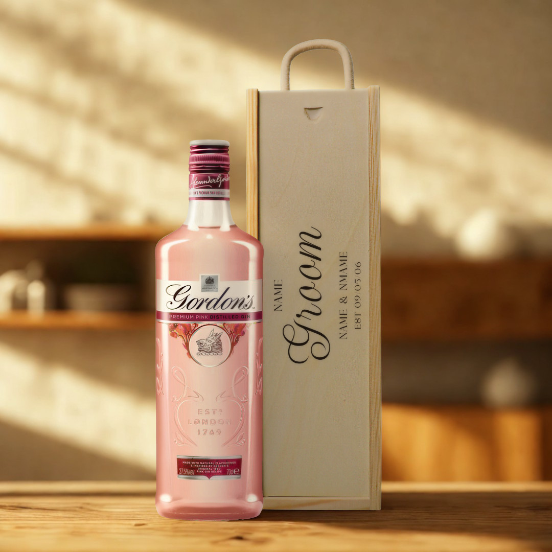 Personalised Groom Gin Gift Set with Wooden Presentation Box