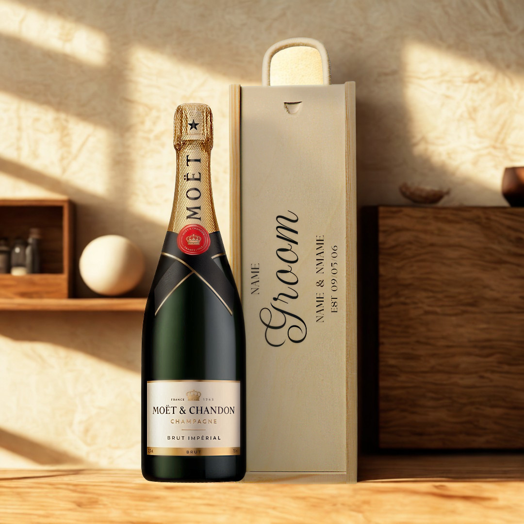 Personalised Groom Champagne & Sparkling Gift Set with Wooden Presentation Box