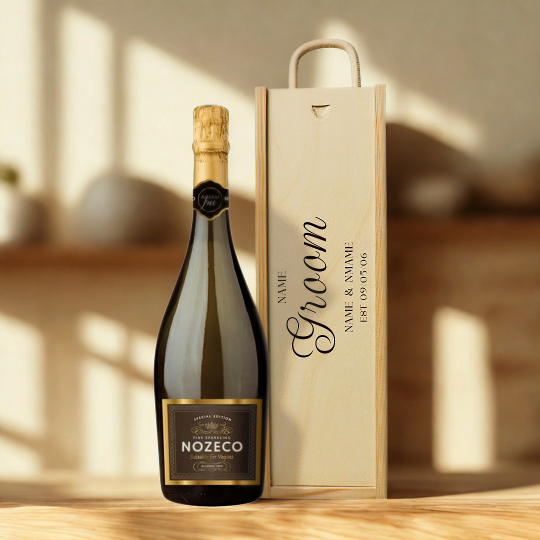 Personalised Groom Champagne & Sparkling Gift Set with Wooden Presentation Box