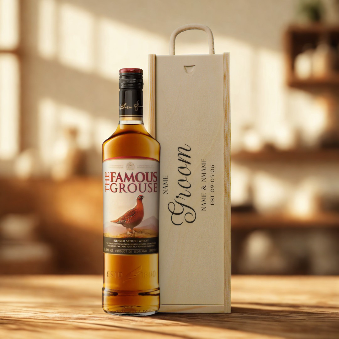 Personalised Groom Whisky Gift Set with Wooden Presentation Box