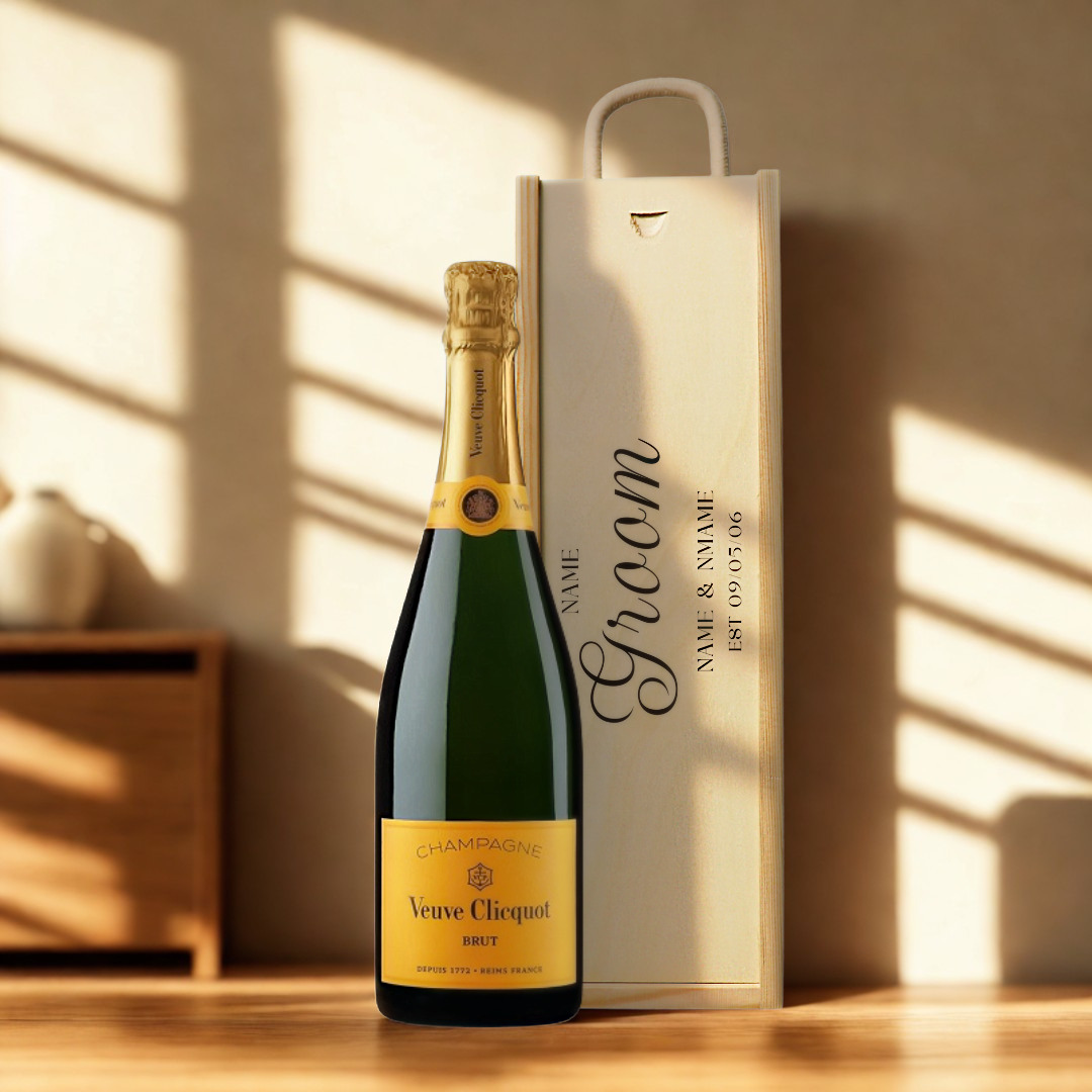Personalised Groom Champagne & Sparkling Gift Set with Wooden Presentation Box