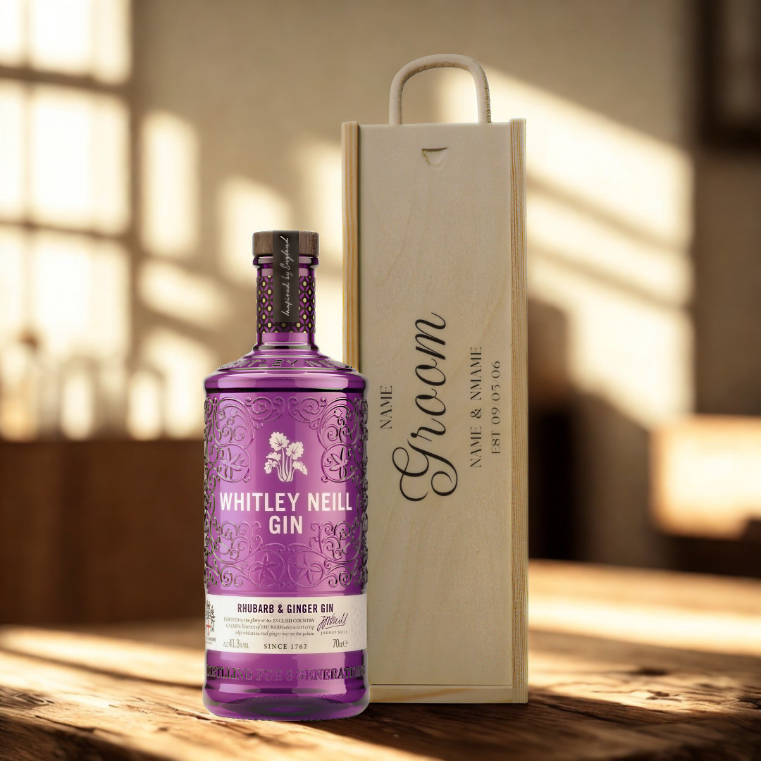 Personalised Groom Gin Gift Set with Wooden Presentation Box