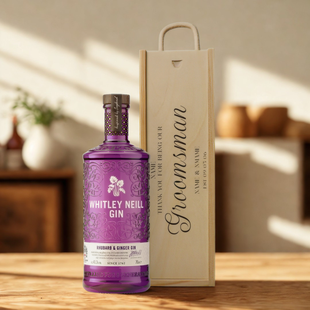 Personalised Groomsmen Gin Gift Set with Wooden Presentation Box