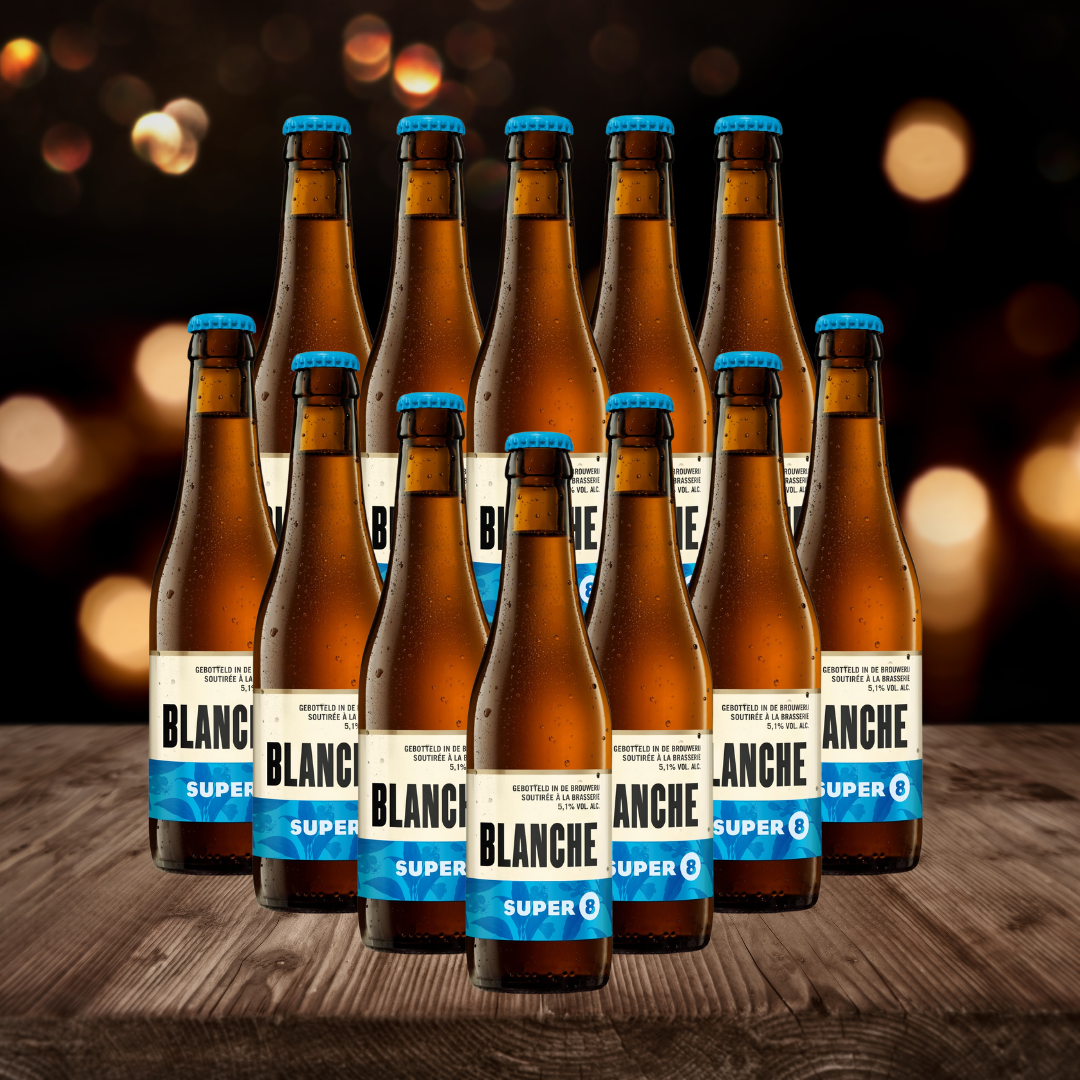 Haacht Super 8 Blanche Belgian Wheat Beer 330ml Bottles - 5.1% ABV (12 Pack)
