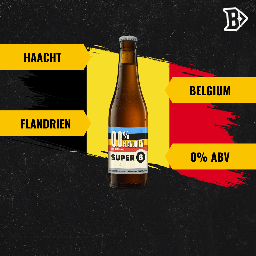Haacht Super 8 Flandrien Belgian Alcohol Free Beer 330ml Bottles - 0.0% ABV (Multipack)