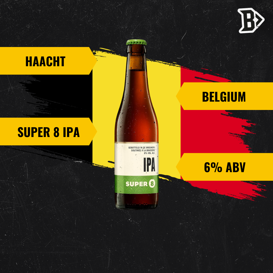 Haacht Super 8 IPA Belgian Beer 330ml Bottles - 6.0% ABV (12 Pack)