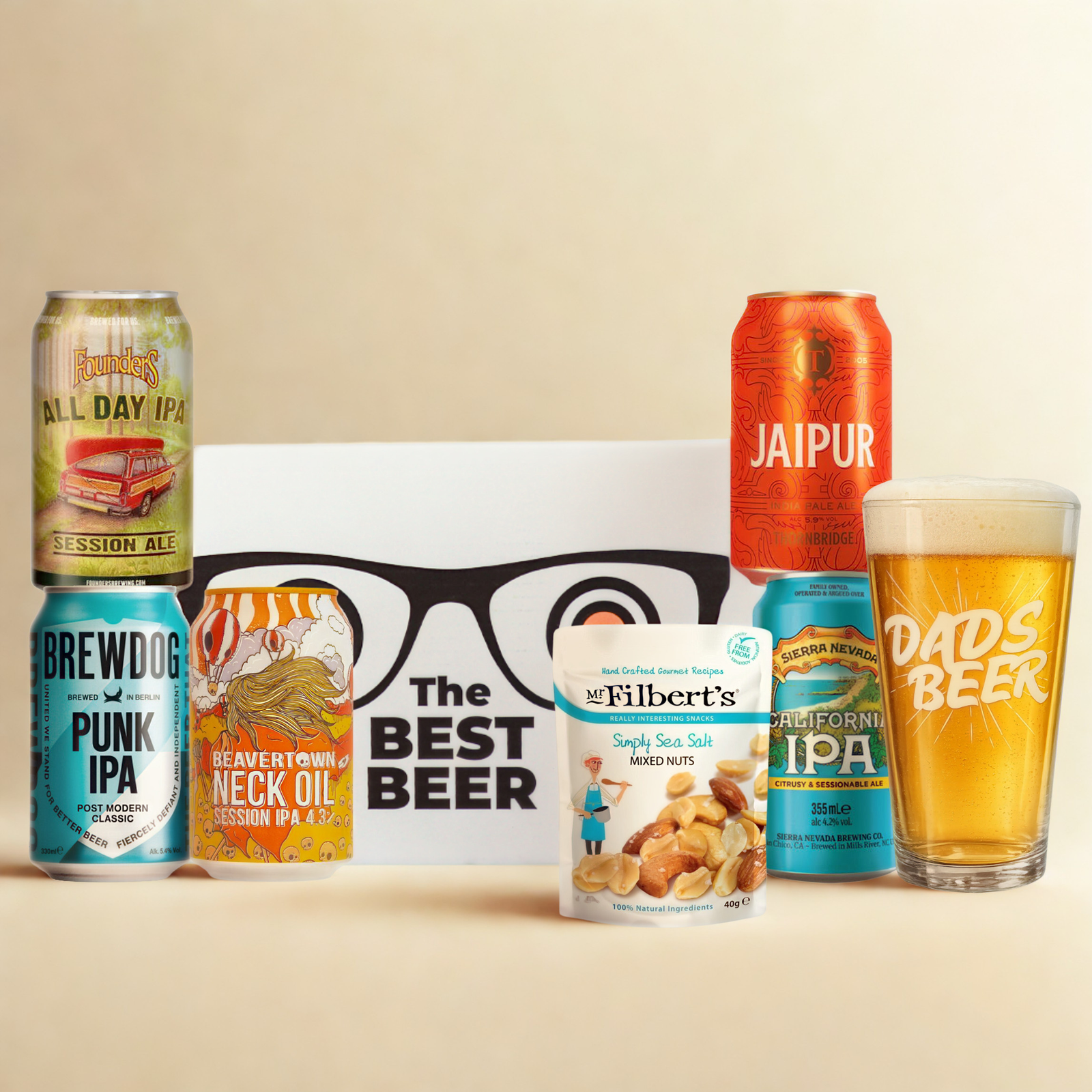 IPA Craft Beer “Best Dad” Gift Pack (5 Cans) with Dad’s Beer Glass
