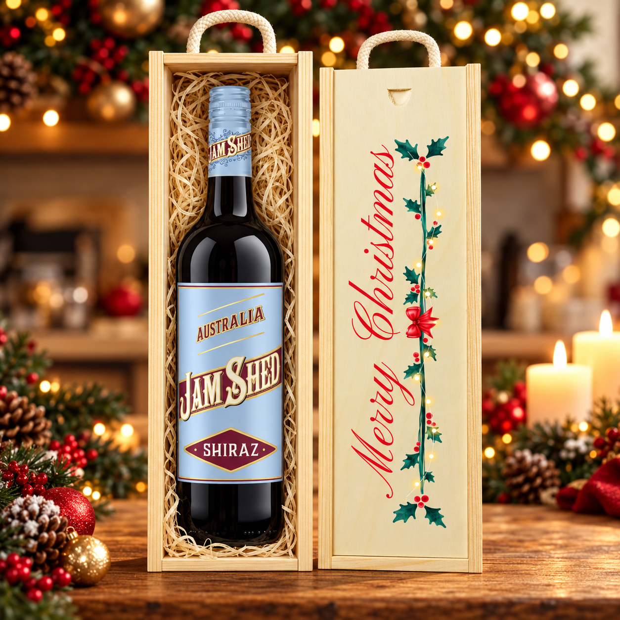 Merry Christmas Jam Shed Shiraz Red Wine Gift Set - (75cl)