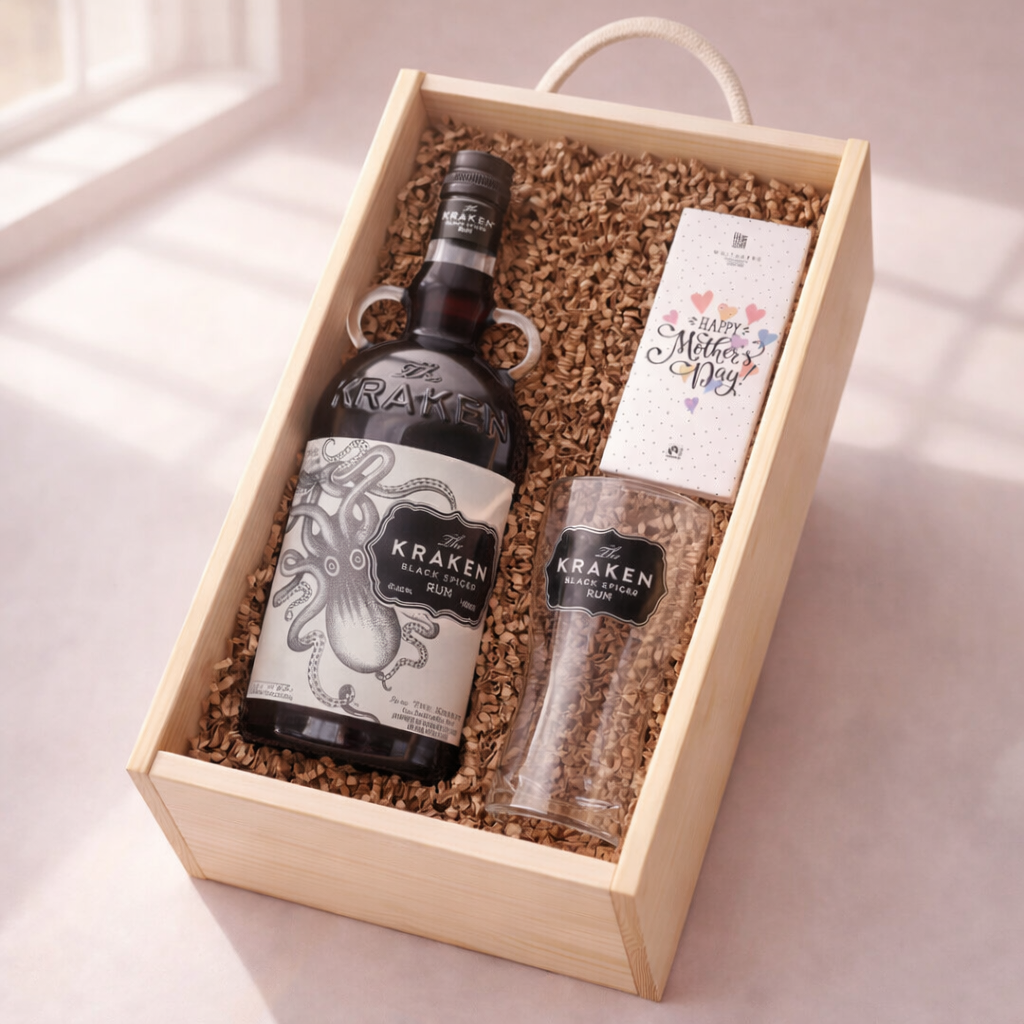 Mother’s Day Kraken Spiced Rum Gift Set (70cl) with Glass & Chocolate – Unique Mother’s Day Gift for Mum