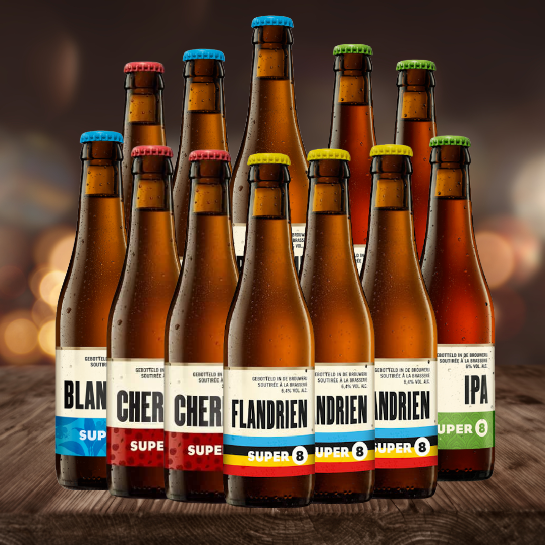 Haacht Super 8 Mixed Belgian Beer Case – 12 Pack (IPA, Blanche, Flandrien, Cherry)