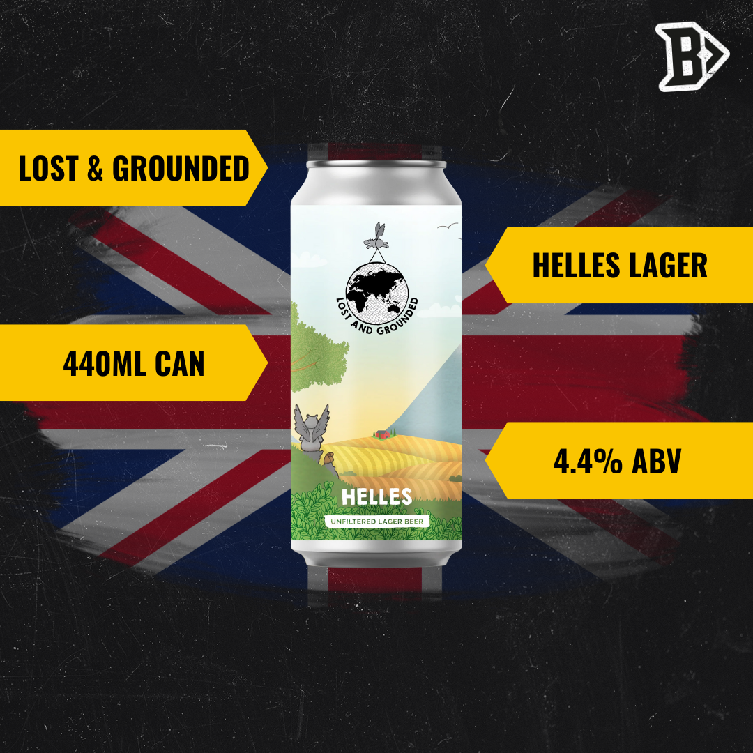 Lost & Grounded British Helles 440ml Cans - 4.40% ABV (12 Pack) - BEERHUNTER