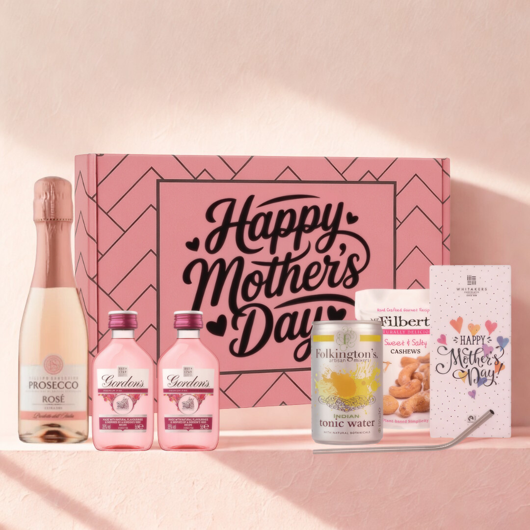 Mother’s Day Prosecco Rosé & Gordon’s Pink Gin Gift Set with Mixer & Snacks