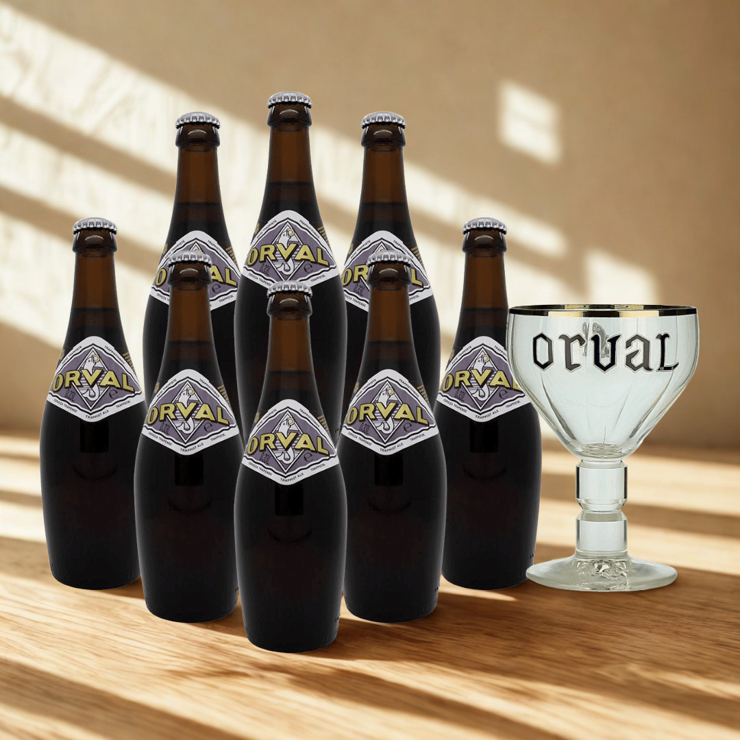 Orval Original Belgian Trappist Ale 330ml Bottles with Orval Glass - 6.2% ABV (8 Pack)