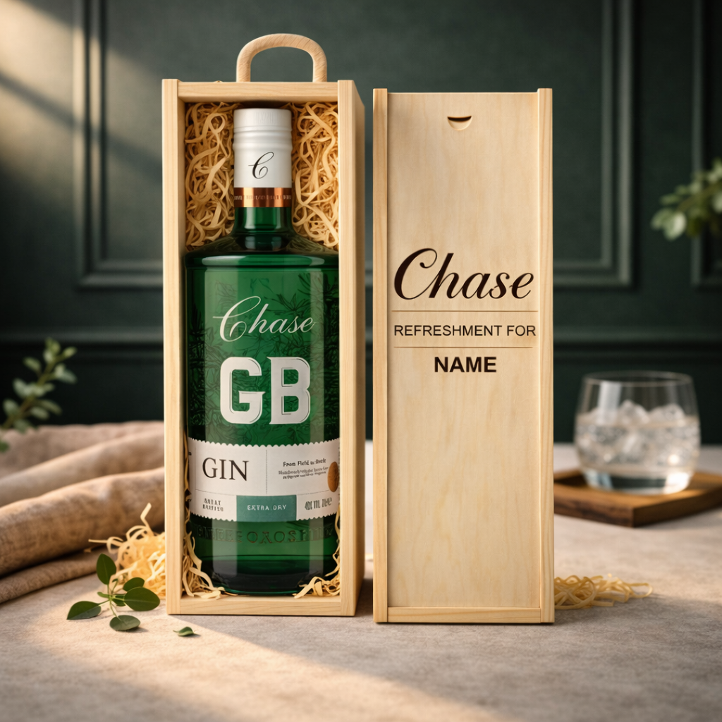 Personalised Chase GB Gin Gift Set in Wooden Box – 70cl (40% ABV)