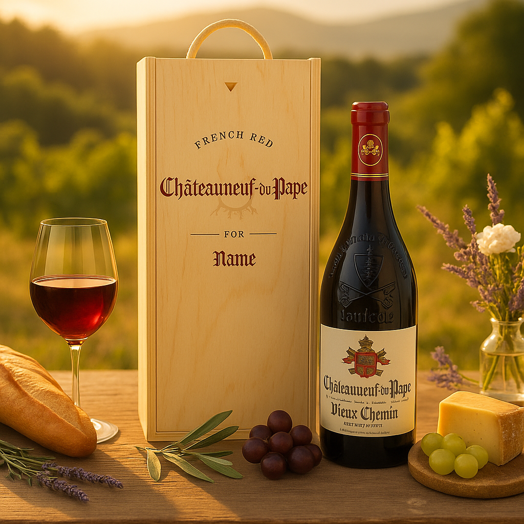 Personalised Chateauneuf Du Pape Red Wine Gift Set