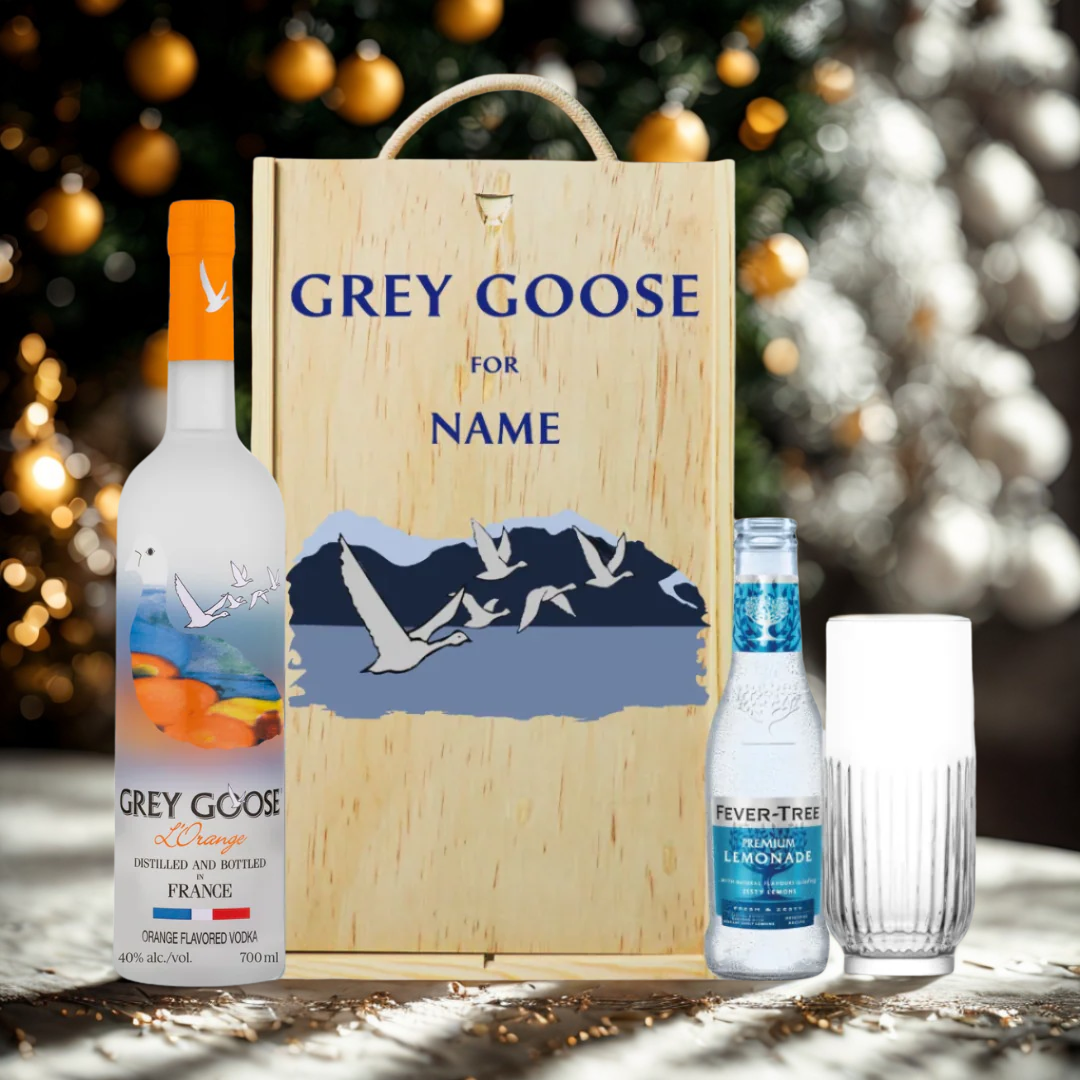 Personalised Grey Goose L'Orange Orange Vodka Gift Set with Lemonade & Rocks Glass (70cl)