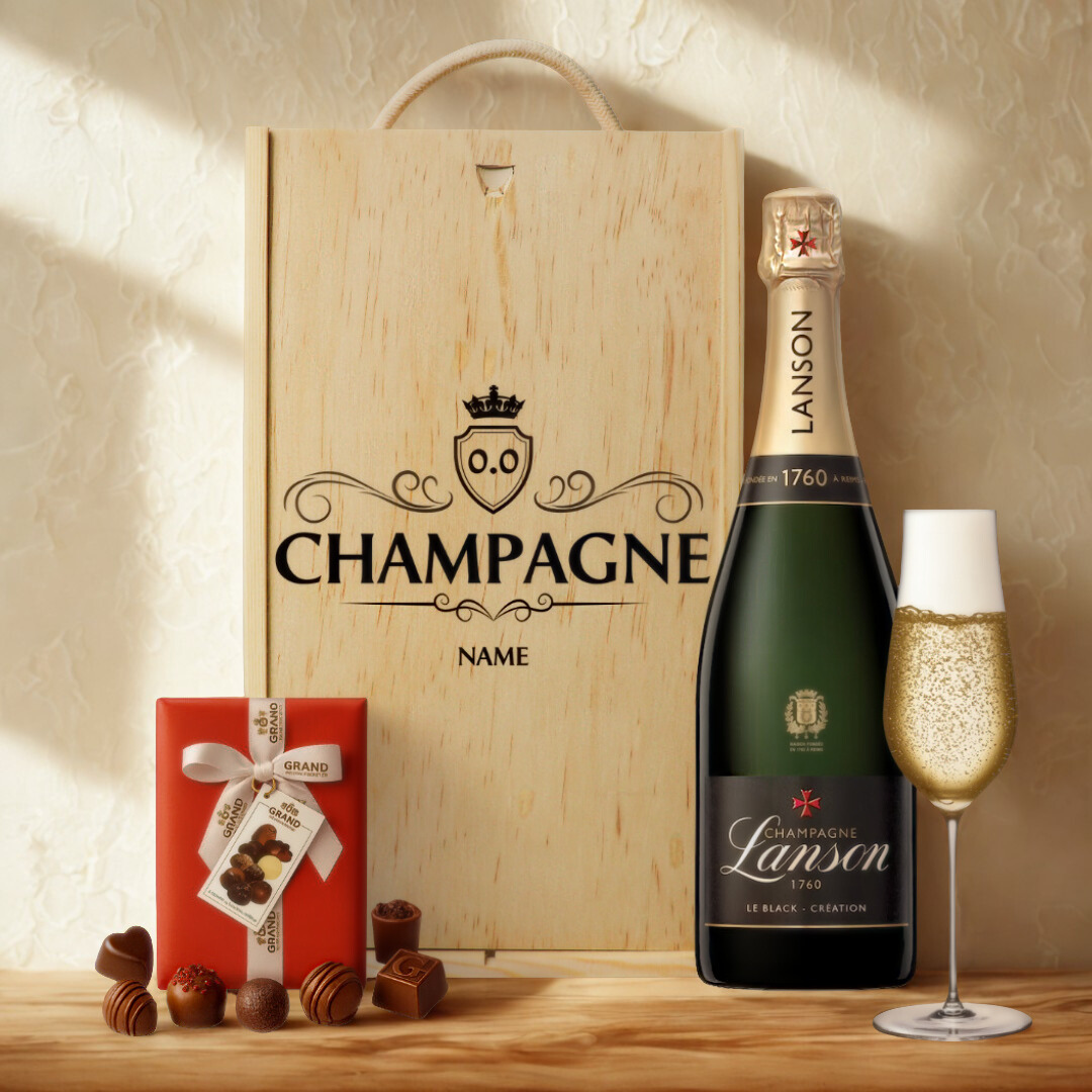 Personalised Moet & Chandon Champagne Gift Set in Wooden Presentation Gift Box - 75cl