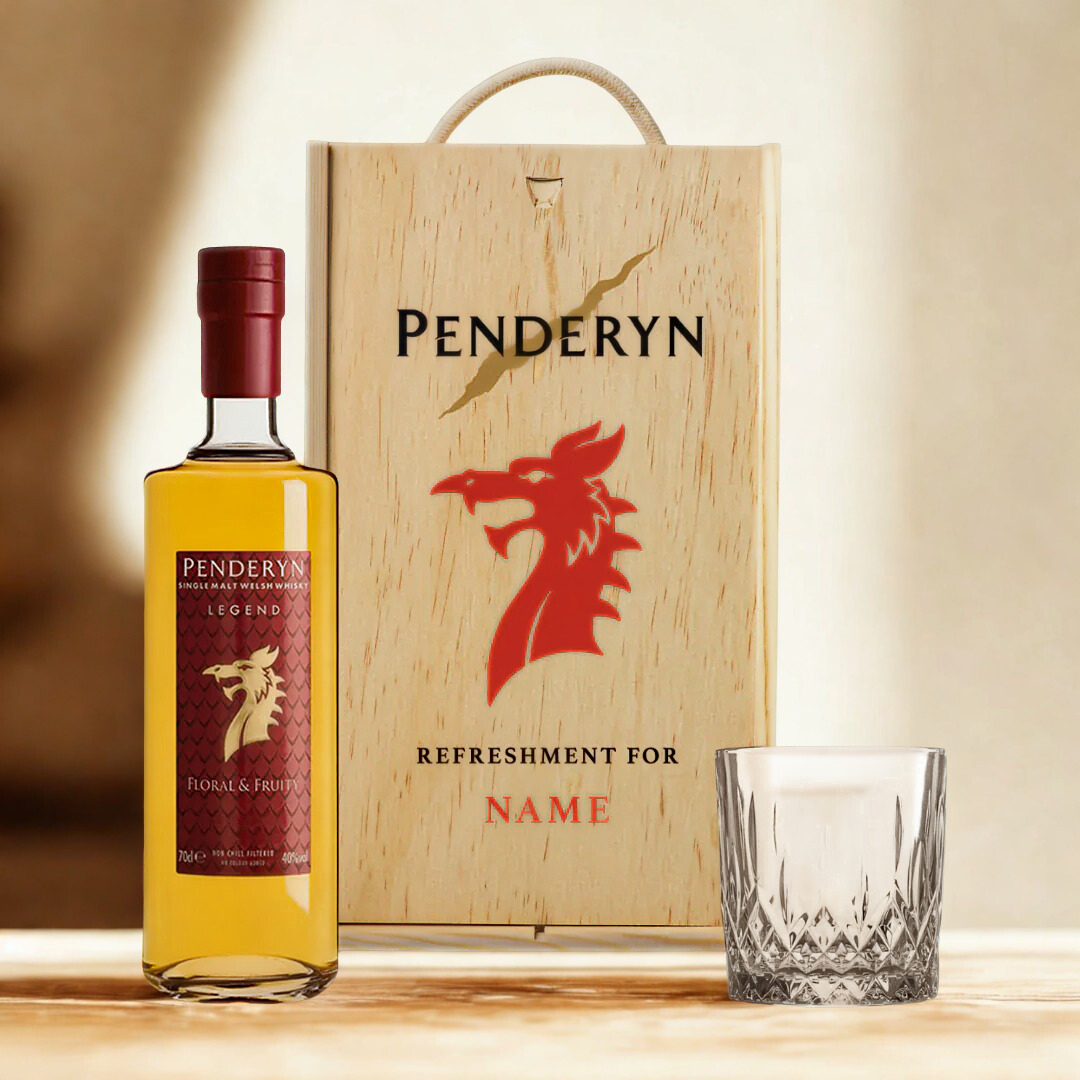 Personalised Penderyn Welsh Whisky Gift Set – 70cl Bottle (46% ABV)