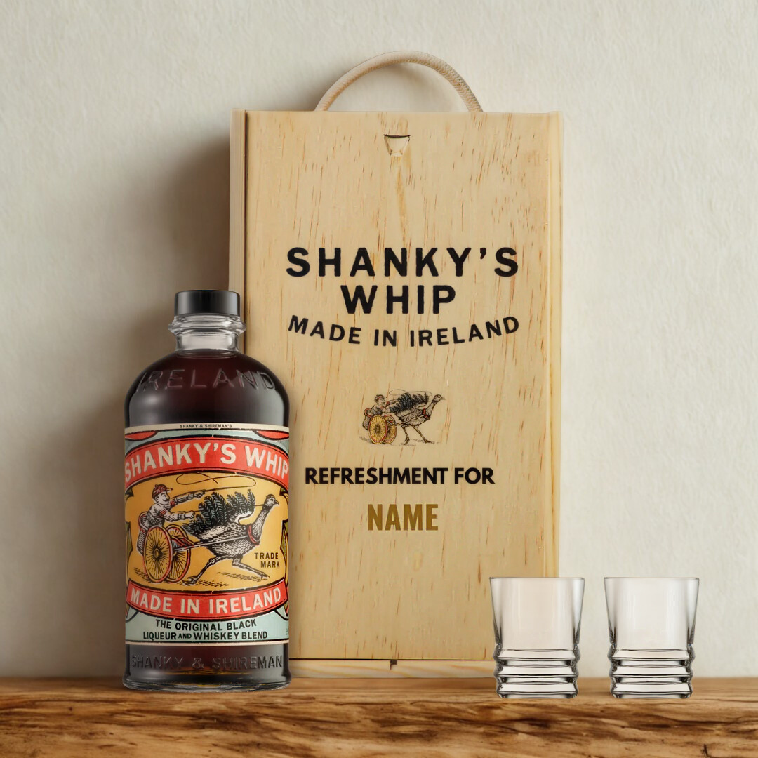Personalised Shanky's Whip Black Irish Whisky Liqueur Gift Set - 70cl (33% ABV)