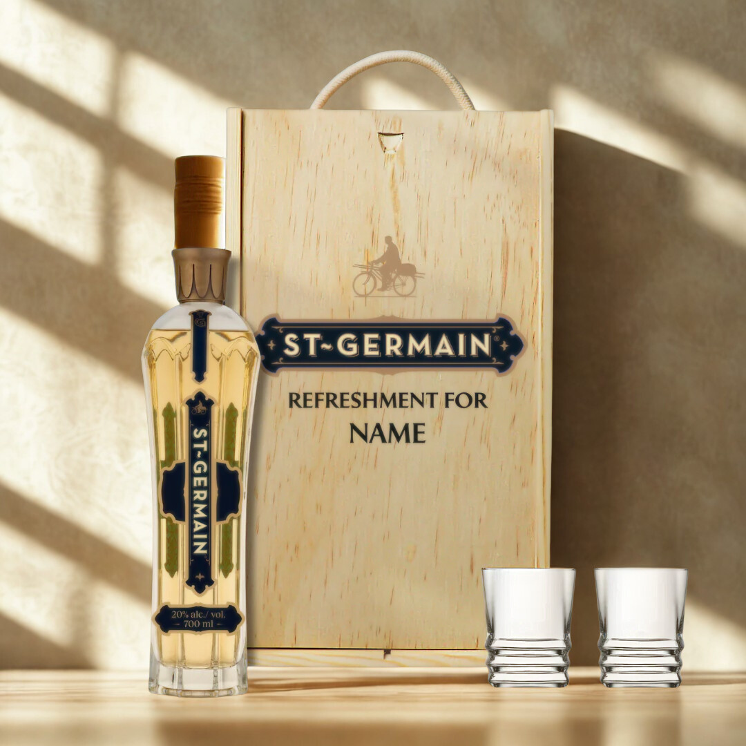 Personalised St-Germain Elderflower Liqueur Gift Set - 70cl (20% ABV)