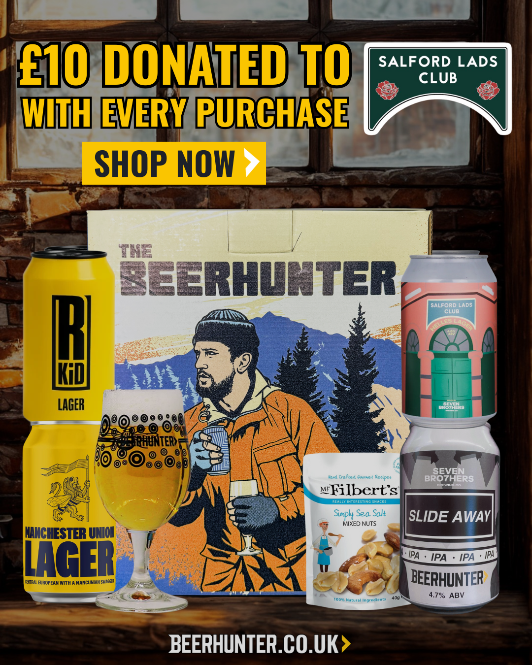 Brian Cannon Designed Manchester Breweries Craft Beer Gift Set with Glass (£10 of every case donated to Salford's lads club)