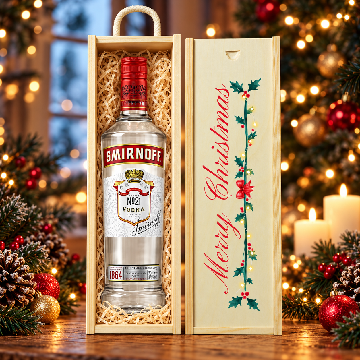Merry Christmas Smirnoff Vodka Gift Set - (70cl)