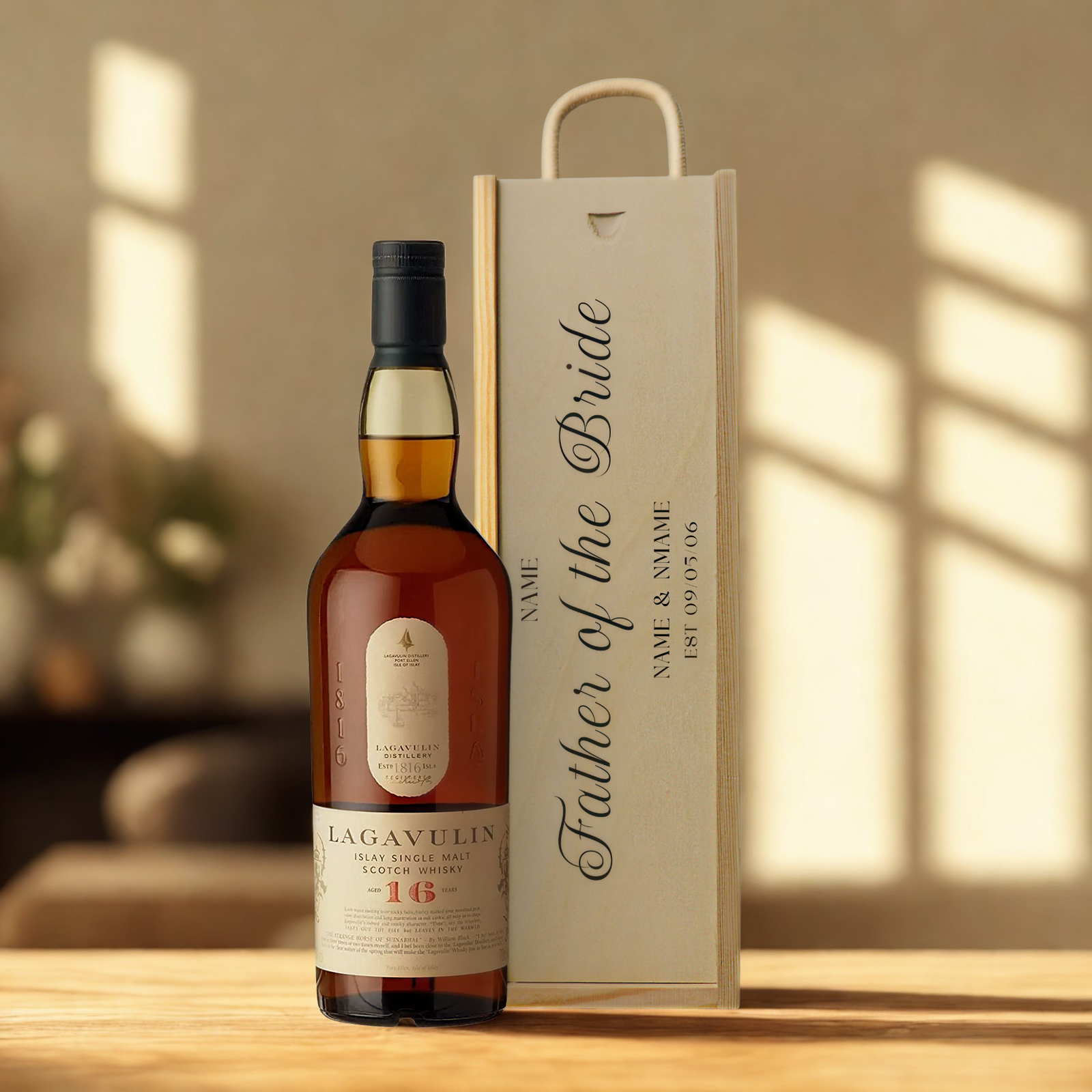 Personalised Father of the Bride Whisky Gift Set with Wooden Presentation Box