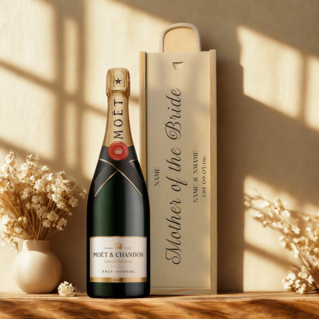 Personalised Mother of the Bride Champagne & Sparkling Gift Set with Wooden Presentation Box