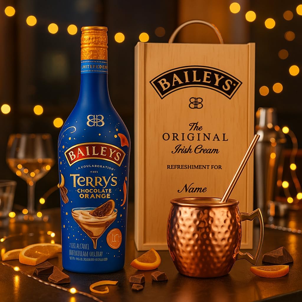 Personalised Baileys Terrys Chocolate Orange Irish Cream Liqueur Gift Set with Copper Mug - 70cl