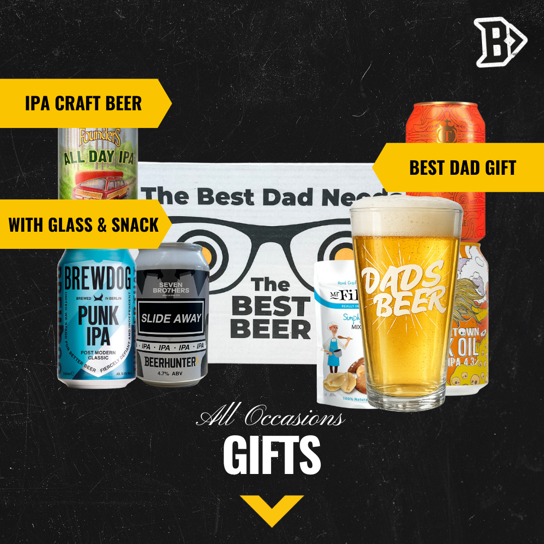 IPA Craft Beer “Best Dad” Gift Pack (5 Cans) with Dad’s Beer Glass