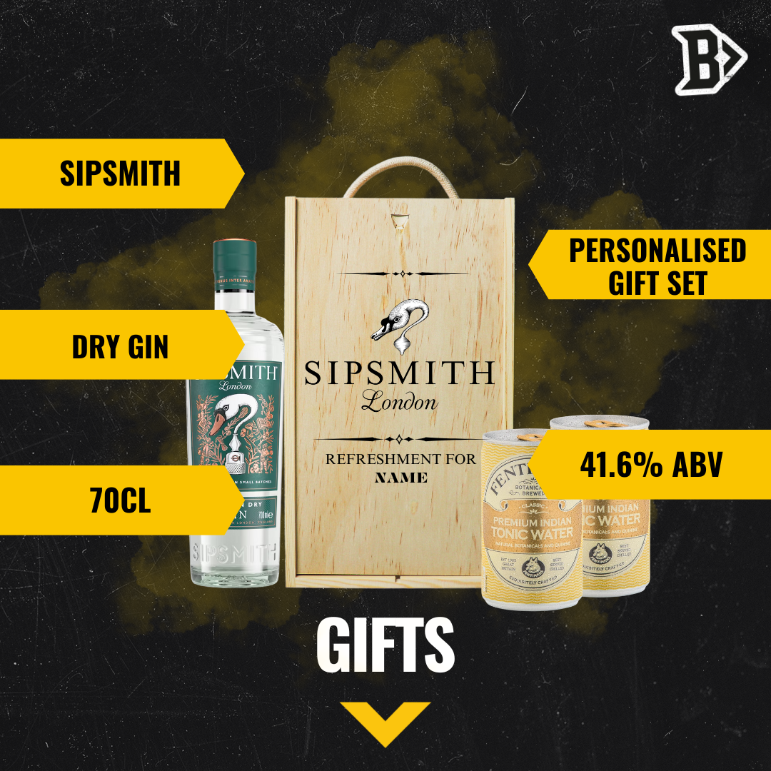 Personalised Sipsmith London Dry Gin & Fentimans Tonic Gift Set in Wooden Box – 70cl (41.6% ABV)