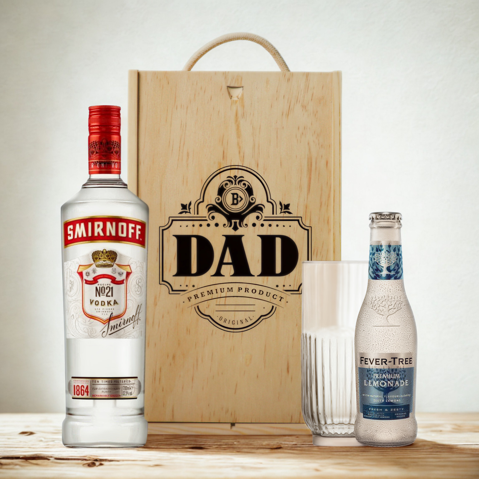 Best Dad Vodka Gift Set – 70cl Premium Vodka with Glass & Lemonade (Choose Grey Goose or Smirnoff)