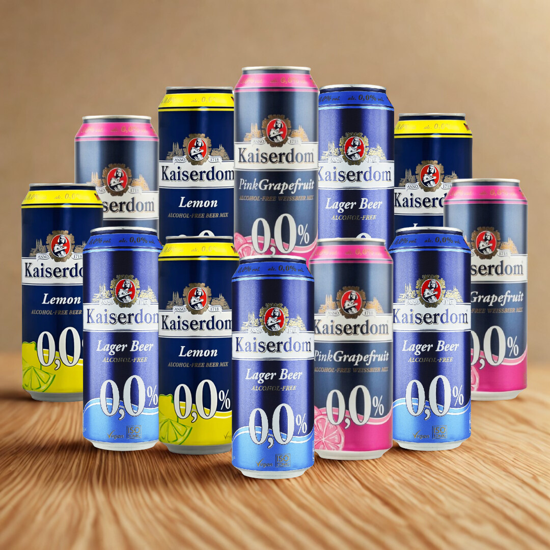 Kaiserdom Alcohol Free Mixed Case (Lager, Pink Grapefruit & Lemon) 440ml Cans – (12 Pack)