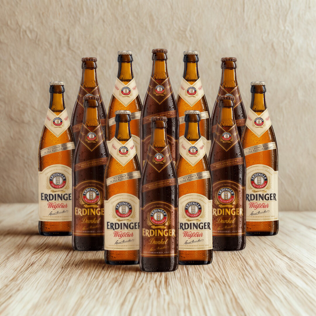 ERDINGER German Wheat Beer Mixed Case (Weiss &amp; Dunkel) – (12 Pack)