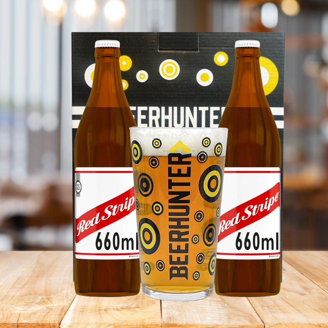 Red Stripe Jamaican Lager Gift Set with Official Beerhunter Glass (2 x 660ml)