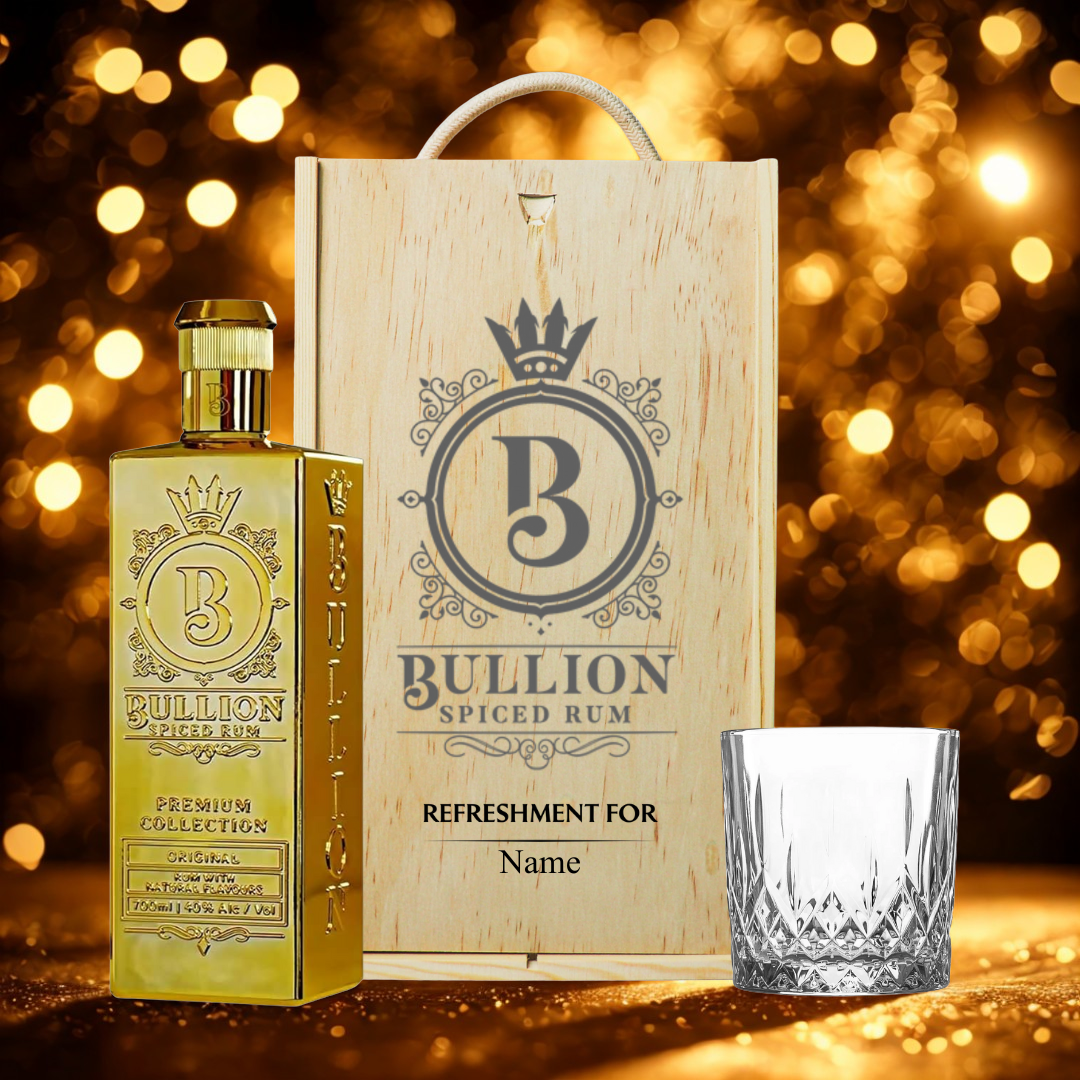 Personalised Bullion Rum Gift Set With Glass - 40% ABV (70cl)