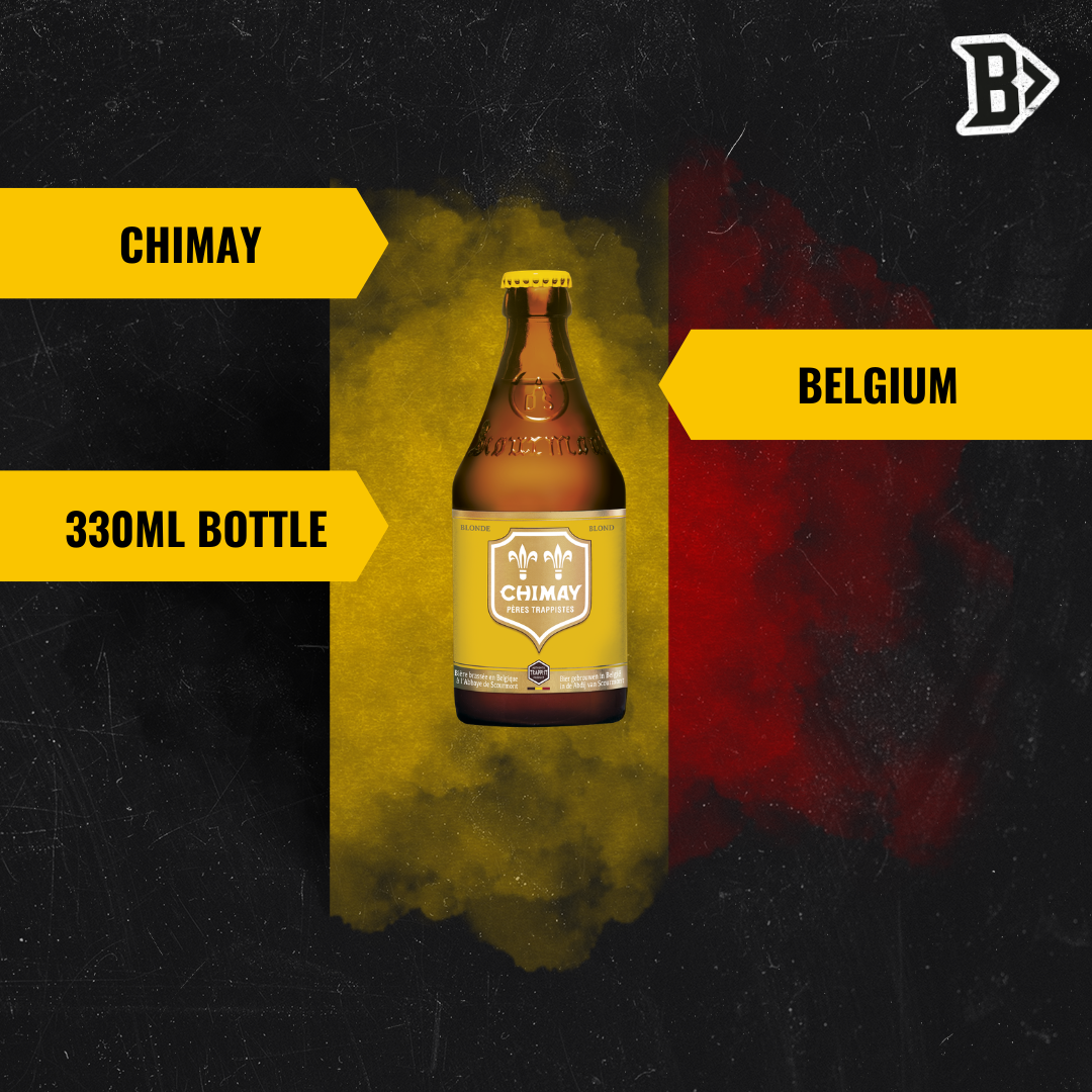Chimay Yellow Belgian Blond Ale 330ml Bottles with FREE 25CL CHIMAY GLASS - (12 Pack)