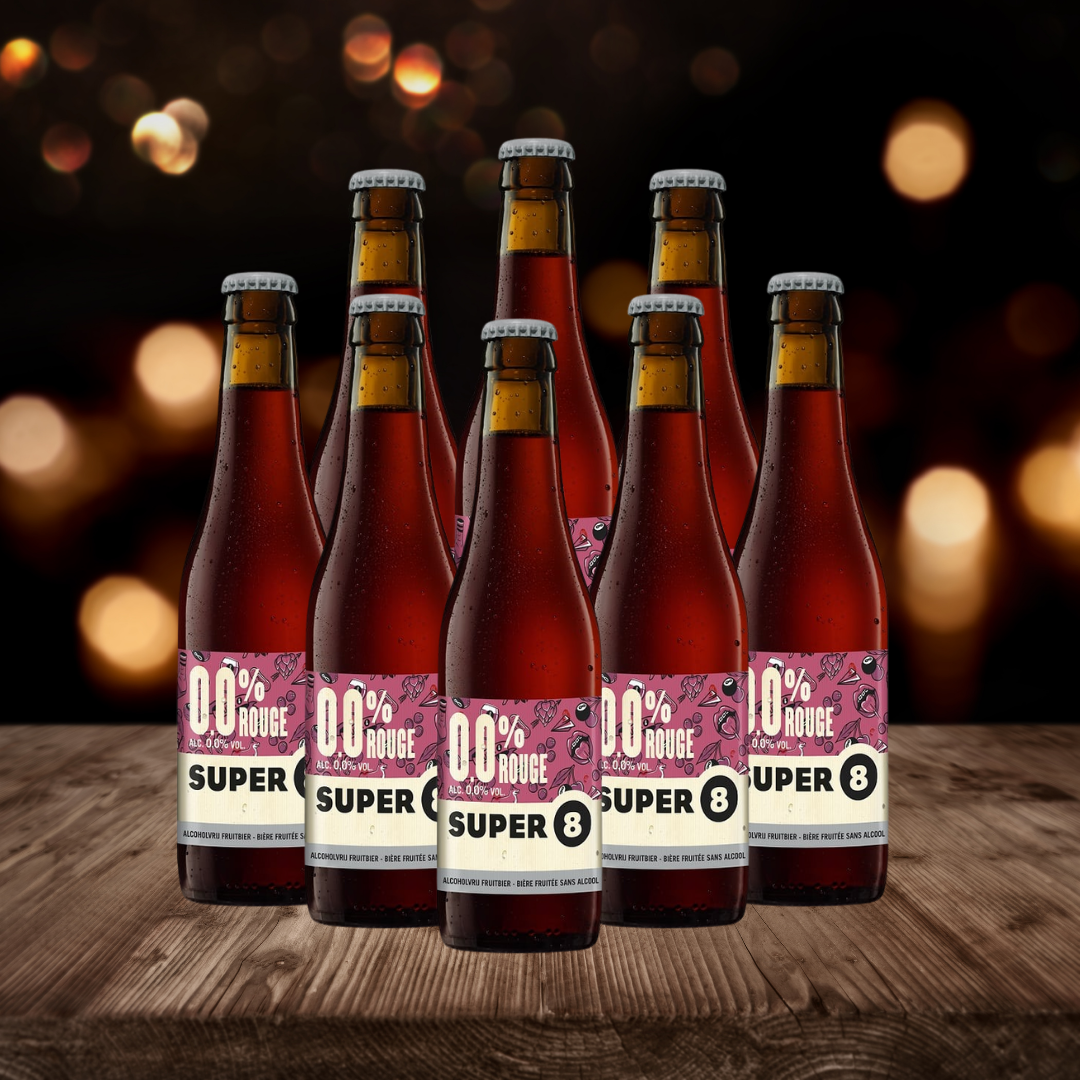 Haacht Super 8 Rouge Belgian Beer 330ml Bottles - 0.0% ABV (Multipack)