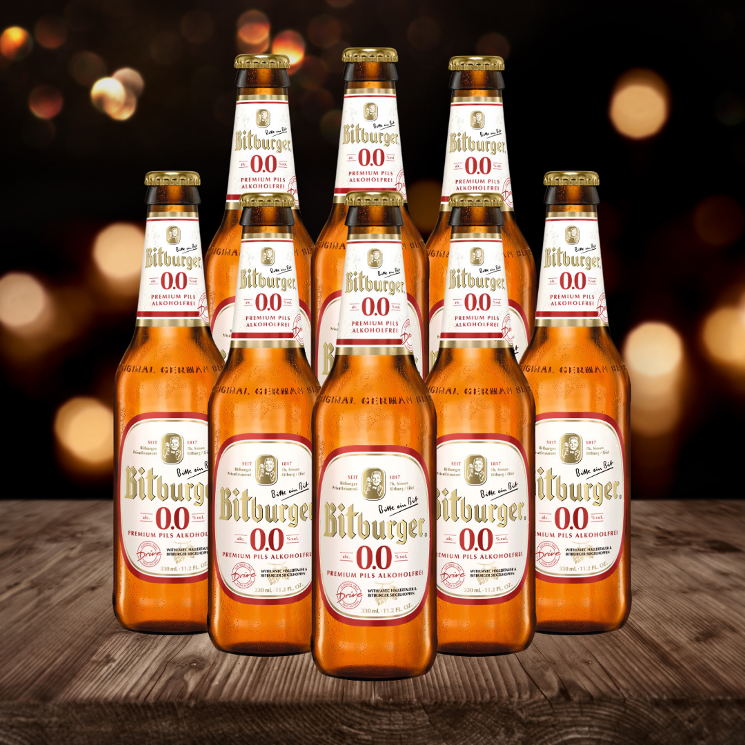 Bitburger Drive Alcohol Free German Pilsner 330ml Bottles WITH FREE SUNGLASSES – 0.0% ABV (Multipack)