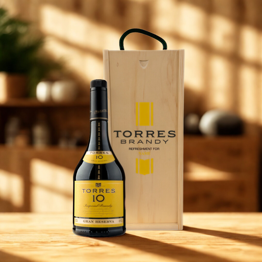 Personalised Torres 10 Year Old Gran Reserva Brandy Gift Set - 70cl (38% ABV)