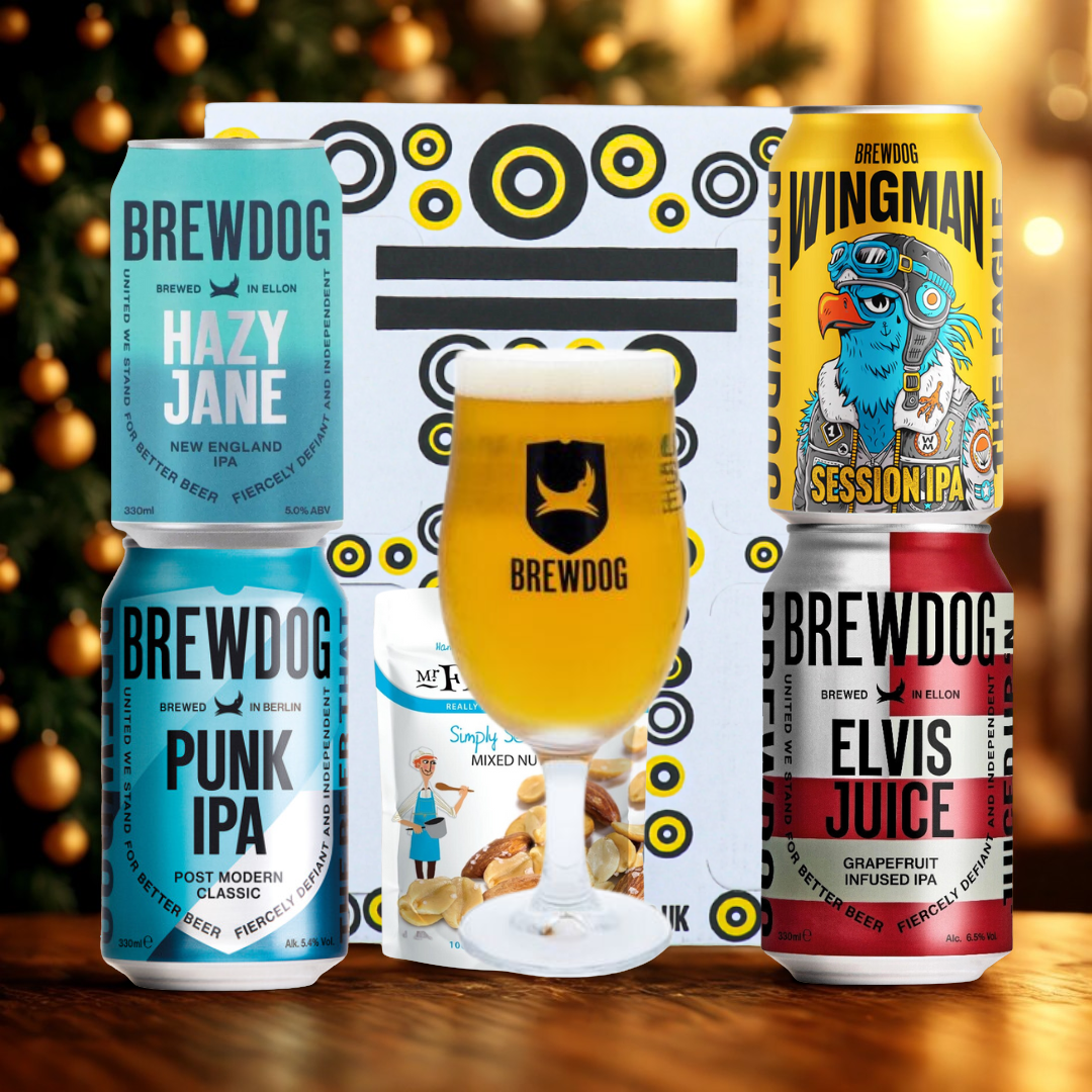 Brewdog UK Craft Beer 4 Can Gift Set with Brewdog Glass