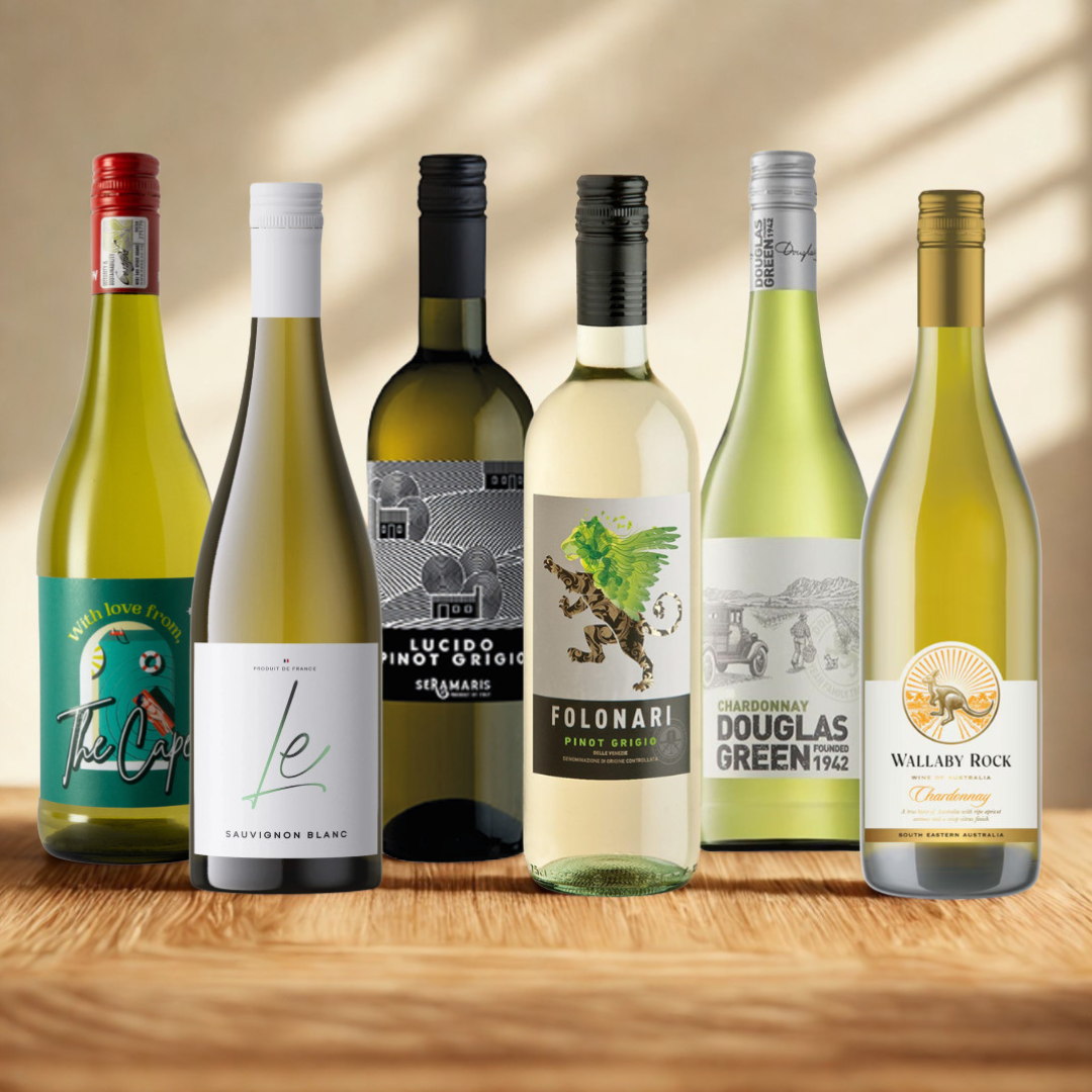 Premium White Wine Mixed Case (6 x 75cl Bottles) – Sauvignon Blanc, Pinot Grigio & Chardonnay Selection