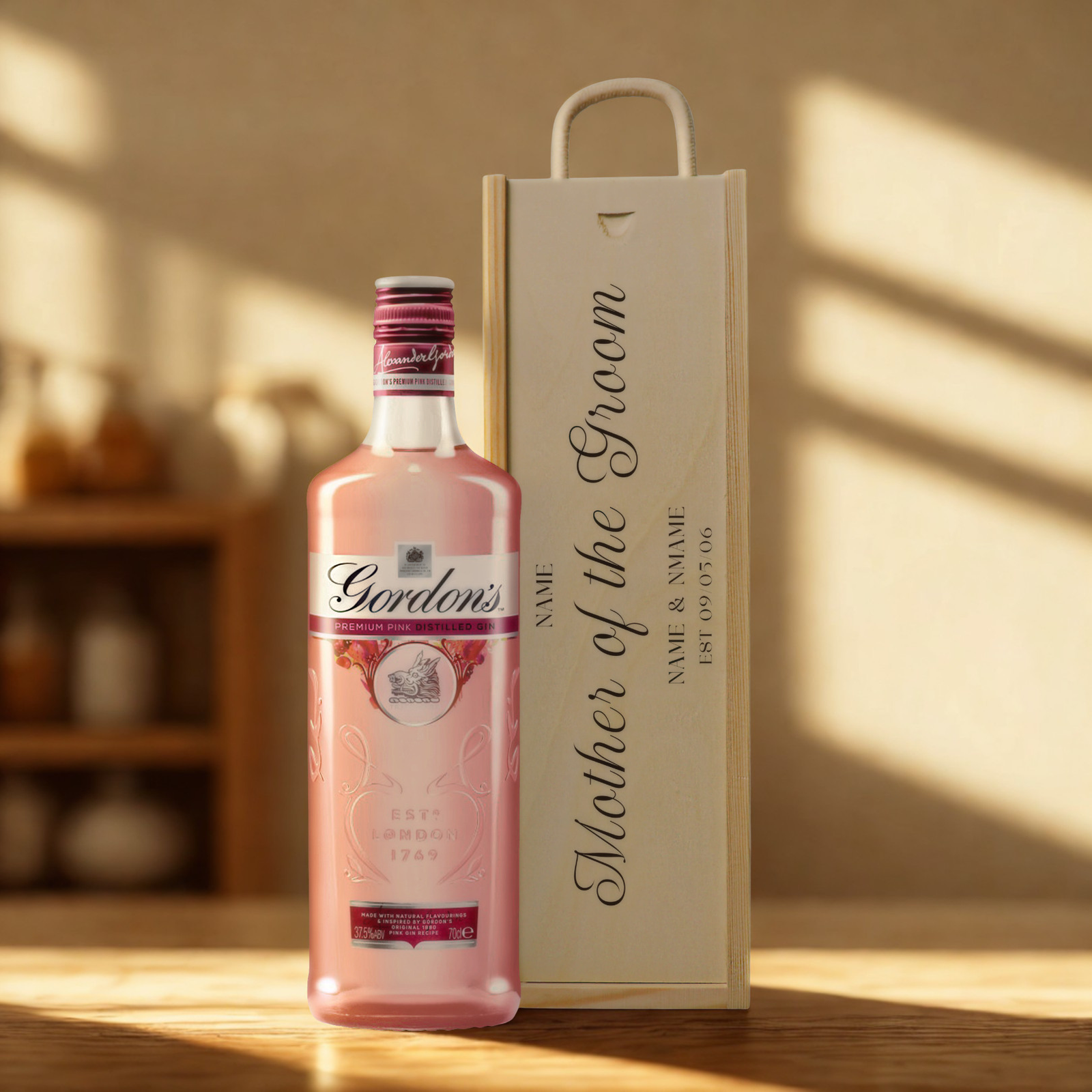 Personalised Mother of The Groom Gin Gift Set with Wooden Presentation Box