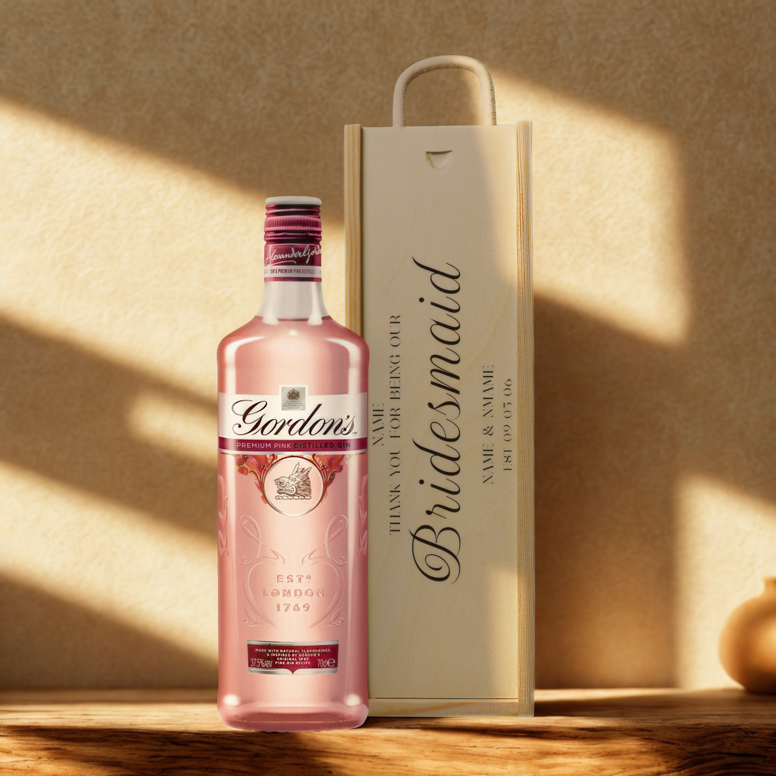 Personalised Bridesmaid Gin Gift Set with Wooden Presentation Box