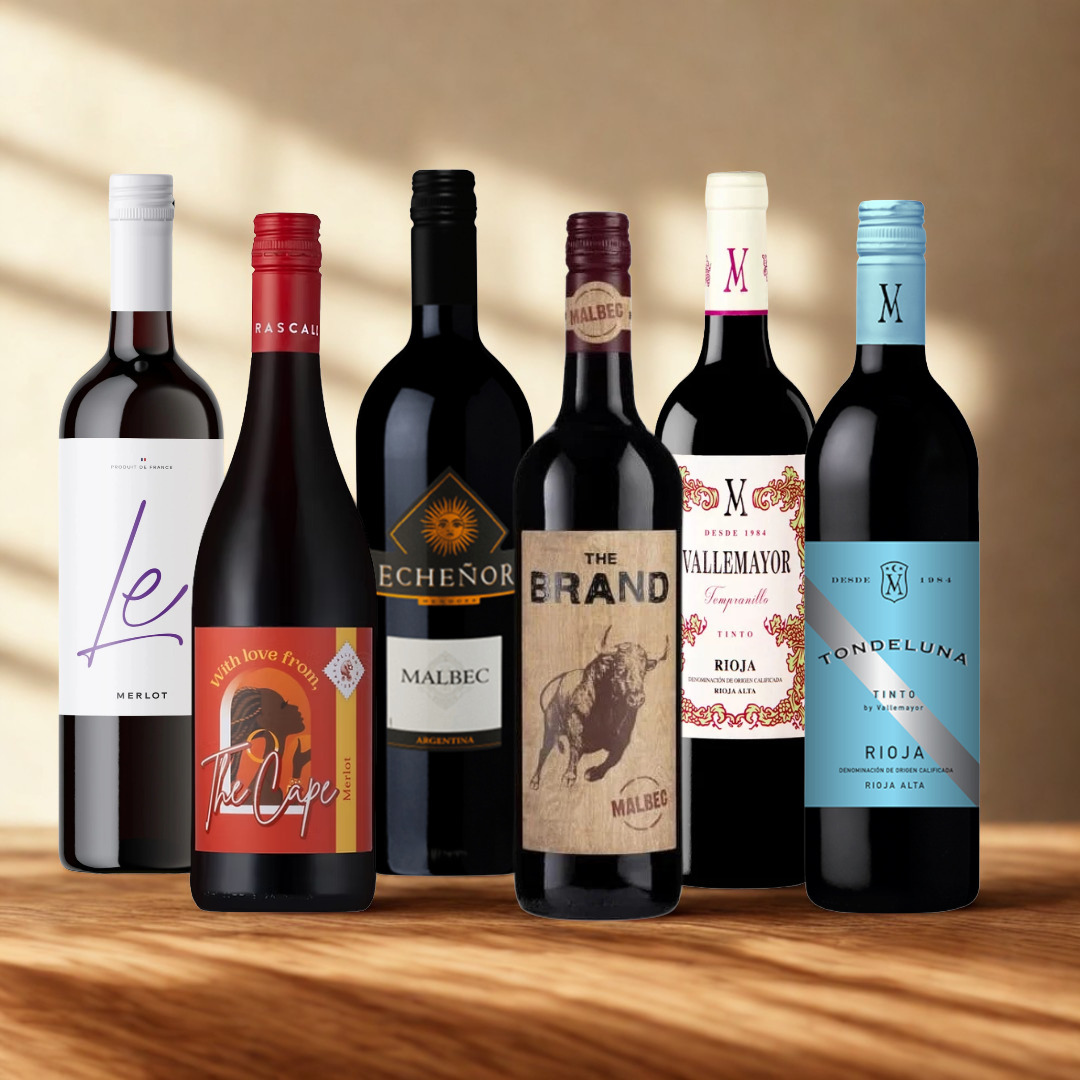 Premium Red Wine Mixed Case (6 x 75cl Bottles) – Merlot, Malbec &amp; Rioja Selection